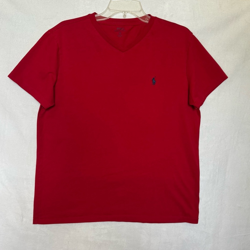 Polo Ralph Lauren Men’s Red V-Neck Classic T-Shirt Cotton Pony Logo Short Sleeve